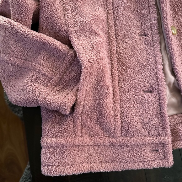 VINCE Size M faux fur teddy jacket in pink size M - Picture 4 of 8